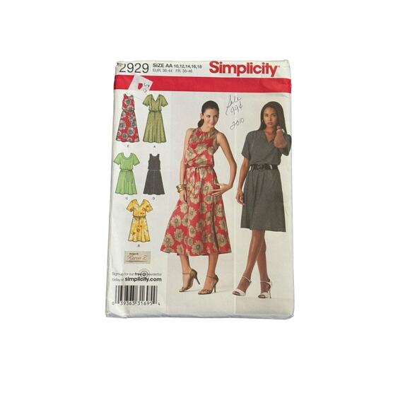 Simplicity 2929 Sewing Pattern Size 10-18 Tunic Midi Long Modest Dress UNCUT - Picture 2 of 3